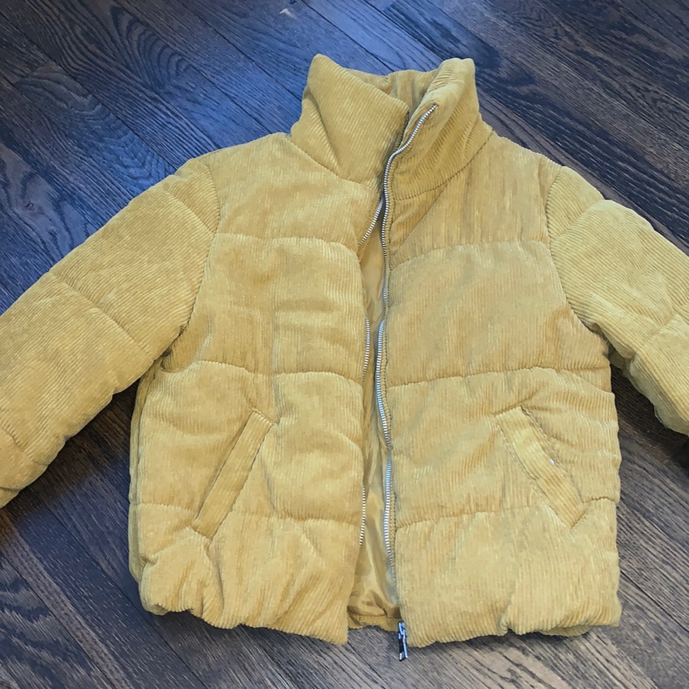 Forever 21 Mustard Yellow Corduroy Puffer Jacket